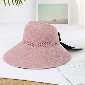 Women's Hat Straw Hat Sun Hat Black Pink Khaki Outdoor Street Dailywear Pure Color Pure Color Portable Sun Protection Comfort Lightinthebox