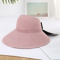 Women's Hat Straw Hat Sun Hat Black Pink Khaki Outdoor Street Dailywear Pure Color Pure Color Portable Sun Protection Comfort Lightinthebox - thumbnail