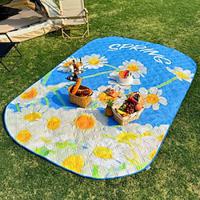 Daisy Flower Pattern Picnic Mat Picnic Blancket Waterproof and Moisture-Proof Outdoor Camping Mat Beach Mat Oval Shape Lightinthebox