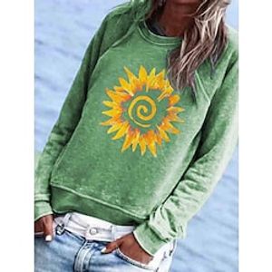 Women's Sweatshirt Pullover Active Streetwear Print Green Blue Gray Floral Daily Round Neck Long Sleeve S M L XL XXL Lightinthebox