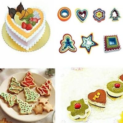 Cake Baking Mould Color 5-6 Piece Set Plastic Human Shaped Biscuit Mould Mousse Ring Vegetable Cut Cookie Plum Blossom Mould Lightinthebox