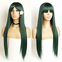 giannay green synthetic wigs for women long straight wigs with bangs 26 inch dark roots ombre green cosplay halloween wigs heat resistant costume cheap wig(green) Lightinthebox - thumbnail