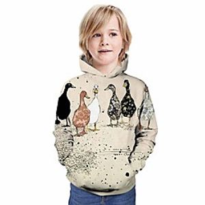 Kids Boys' Hoodie  Sweatshirt Long Sleeve 3D Print Animal Unisex Beige Children Tops Summer Active Daily Wear Regular Fit 3-13 Years Lightinthebox