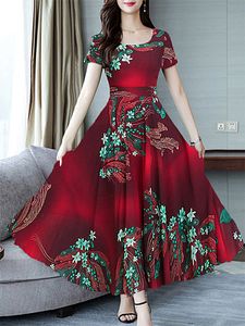 Round Neck Floral Printed Maxi Dress