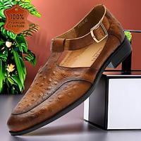 Men's Sandals Leather Shoes British Gentleman Office Career Party Evening Leather Italian Full-Grain Cowhide Breathable Comfortable Slip Resistant Lace-up Black Brown Lightinthebox