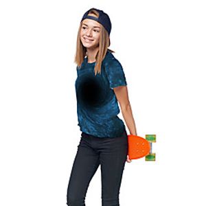Kids Girls' T shirt Tee Short Sleeve 3D Print Galaxy Unisex Print Navy Blue Children Tops Summer Active Daily Wear Halloween Regular Fit 3-12 Years Lightinthebox