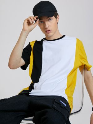 KOYYE Men Casual Color Block Patchwork T-Shirt KOYYE Men Casual Color Block Patchwork T-Shirt