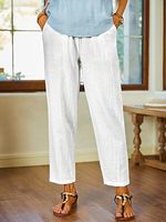 Casual Loose Solid Color Elastic Waist Pants