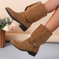 Women's Boots Suede Shoes Plus Size Outdoor Work Daily Knee High Boots Chunky Heel Pointed Toe Fashion Elegant Classic Faux Suede Loafer Solid Color Black Khaki Lightinthebox - thumbnail