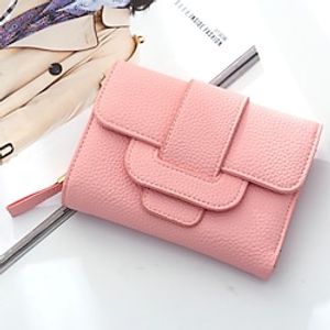 Women's Coin Purse Wallet PU Leather Zipper Embossed Solid Color Daily Outdoor Black Blue Purple Pink Lightinthebox