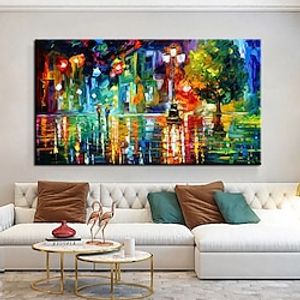 Oil Painting Handmade Hand Painted Wall Art Knife Street Landscape Abstract Nordic Home Decoration Decor Stretched Frame Ready to Hang miniinthebox