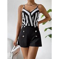 Women's Tank Top Shorts Sets Striped Holiday Weekend Print Black Sleeveless Fashion Strap Summer Lightinthebox