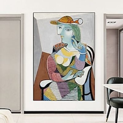 Handmade Pablo Picasso FRAME Portrait of Marie-Thrse 1937 Abstract Figurative Painting on Canvas Picasso  Wall Art Cubism Painting  Oil PAINTING Artwork Heavy Textured Art for Aesthetic Decoration Lightinthebox