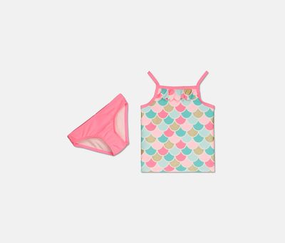 Big Girls 2-Pc. Mermaid Tankini Pink/Turquoise Big Girls 2-Pc. Mermaid Tankini Pink/Turquoise