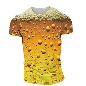 Men's Unisex T shirt Tee Tee Graphic Bubble Beer Round Neck Green Purple Yellow Red 3D Print Daily Weekend Short Sleeve Print Clothing Apparel Basic Streetwear miniinthebox
