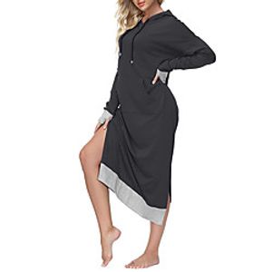 Women's Shift Dress Midi Dress Blue Grey Green Black Red Dark Blue Long Sleeve Solid Color Fall Winter Hoodie Vintage Streetwear 2021 S M L XL 2XL Lightinthebox