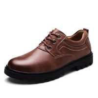 Large Size Men Genuine Leather British Style Stitching Lace Up Casual Shoes
