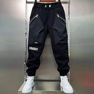 Men's Cargo Pants Cargo Trousers Techwear Pocket Elastic Waist Plain Comfort Breathable Outdoor Daily Going out Cotton Blend Fashion Casual Black Lightinthebox