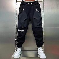 Men's Cargo Pants Cargo Trousers Techwear Pocket Elastic Waist Plain Comfort Breathable Outdoor Daily Going out Cotton Blend Fashion Casual Black Lightinthebox - thumbnail