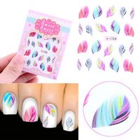 1 Sheet Rainbow Colorful Feather Nail Art Sticker