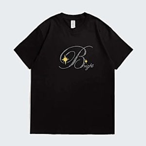 Men's Unisex Tees T shirt Hot Stamping Graphic Prints Letter Plus Size Print Short Sleeve Casual Tops 100% Cotton Basic Designer Big and Tall Black Lightinthebox