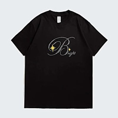 Men's Unisex Tees T shirt Hot Stamping Graphic Prints Letter Plus Size Print Short Sleeve Casual Tops 100% Cotton Basic Designer Big and Tall Black Lightinthebox