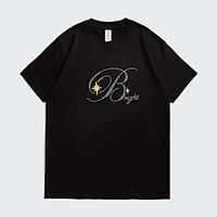 Men's Unisex Tees T shirt Hot Stamping Graphic Prints Letter Plus Size Print Short Sleeve Casual Tops 100% Cotton Basic Designer Big and Tall Black Lightinthebox - thumbnail