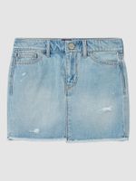 Kids Distressed Denim Skirt with Raw Hem Kids Distressed Denim Skirt with Raw Hem