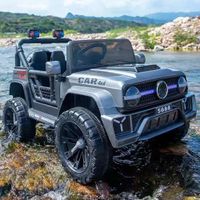Megastar Ride On 12V Rocky Road Open Jeep For Terrain Driving With Remote Control, Silver - 5688 silver (UAE Delivery Only)