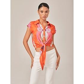 Vacation Style Orange Crop Tie Top