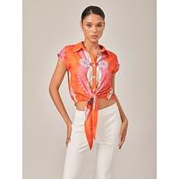 Vacation Style Orange Crop Tie Top Vacation Style Orange Crop Tie Top