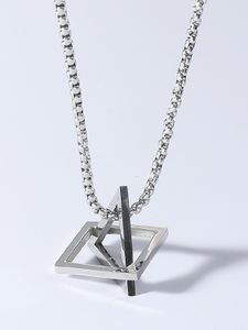 Men Geometric Square Pendant Necklace
