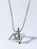 Men Geometric Square Pendant Necklace - thumbnail