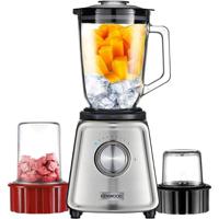 Kenwood Glass Blender 800W Smoothie Blender & Smoothie Maker 1.5L With Glass Grinder Mill, Meat Grinder & Chopper Mill, Ice Crush Function Silver - BLP44.270SS