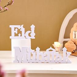 White Minimalist Eid Mubarak Letter Decor: Muslim Ramadan Festival Celebration Snowflake Board Material Letter Table Decoration Lightinthebox