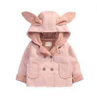 Cute Ear Baby Girls Leather Coats