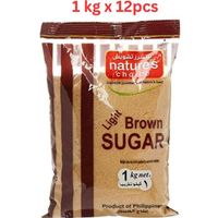 Natures Choice Light Brown Sugar Raw, 1 kg Pack Of 12 (UAE Delivery Only)