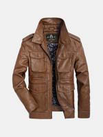 Big Pockets Faux Leather Jacket - thumbnail