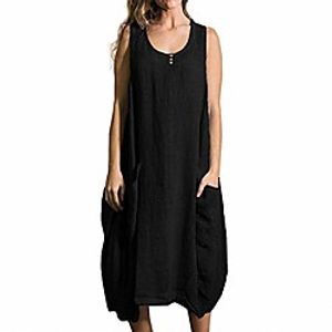 Women's Shift Dress Knee Length Dress Blue Brown Sleeveless Solid Color Summer Casual Cotton 2021 S M L XL XXL XXXL 4XL 5XL Lightinthebox