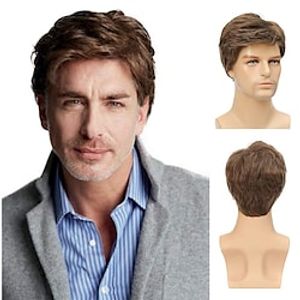 Brown Wigs for Men Synthetic Wig Curly Short Bob Wig Short Brown Synthetic Hair Men's Cosplay Party Fashion Brown Lightinthebox