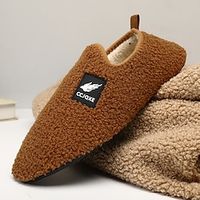 Men's Women Slippers  Flip-Flops Winter Shoes Fleece lined Classic Casual Christmas New Year Corduroy Warm Comfortable Slip-on Black Pink Brown Fall Winter Lightinthebox - thumbnail