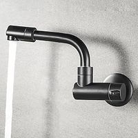 Wall Mounted Bathroom Facuet Cold Water Only, 360 Rotatable Spout Basin Taps Single Hole Brass Washroom Tap Black Lightinthebox - thumbnail