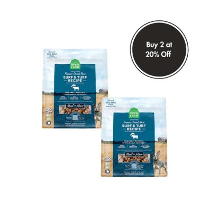 Open Farm Freeze Dried Raw Surf & Turf Recipe Dry Dog Food - 99G Buy 2 at 20% off