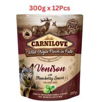 Carnilove Venison With Strawberry Leaves For Adult Dogs (Wet Food Pouches) 12x300G