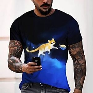 Men's Tee T shirt Tee 3D Print Graphic Round Neck Casual Daily 3D Print Short Sleeve Tops Fashion Designer Cool Comfortable Blue Lightinthebox