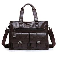 Genuine Leather Business Briefcase Vintage Big Capacity Crossbody Bag Handbag For Men