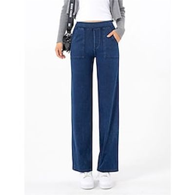 Women's Jeans Wide Leg Pants Trousers Full Length Fashion Streetwear Outdoor Street Dark-Gray Deep Blue S M Fall Winter Lightinthebox