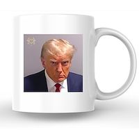Trump Mug Shot Coffee Mug,Donald Trump Mugshot Photo Coffee Mug, Never Surrender Not Guilty Free Trump Mug,White Ceramic Cup,Funny Ceramic Cup,Great Gift for Him Her Lightinthebox