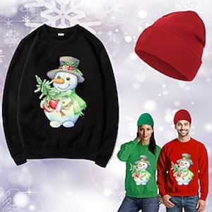 Christmas Snowman Hat Ugly Christmas Sweater / Sweatshirt Sweatshirt Print Graphic Top Hat For Men's Women's Unisex Adults' Hot Stamping 100% Polyester Party Festival miniinthebox