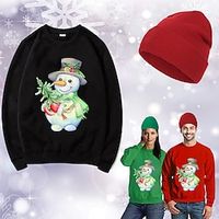 Christmas Snowman Hat Ugly Christmas Sweater / Sweatshirt Sweatshirt Print Graphic Top Hat For Men's Women's Unisex Adults' Hot Stamping 100% Polyester Party Festival miniinthebox - thumbnail